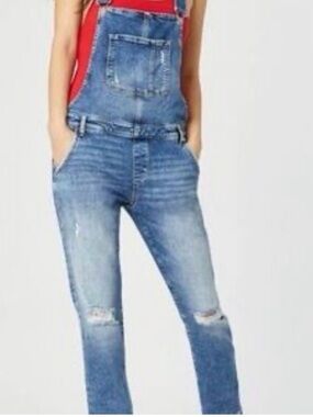 Mavi distressed skinny denim overalls